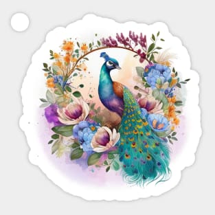 Peacock Floral Sticker